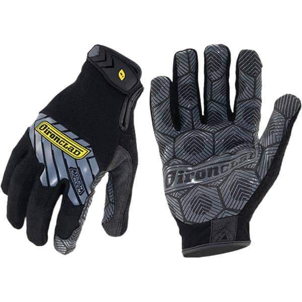 ironCLAD - Size 2XL (11), ANSI Cut Lvl A1, Abrasion Lvl 5, Silicone Coated Cut Resistant Gloves - 9.5" Long, Uncoated, Unlined, Hook & Loop Cuff, Black, Paired - Industrial Tool & Supply