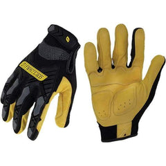 ironCLAD - Size XL (10), ANSI Cut Lvl A1, Abrasion Lvl 3, Cut Resistant Gloves - 9.25" Long, Uncoated, Unlined, Hook & Loop Cuff, Black/Gold, Paired - Industrial Tool & Supply