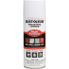 Enamel Spray Paint: White, Flat, 12 oz Use on Industrial Maintece, Metal, Wood, Concrete & Masonry & More