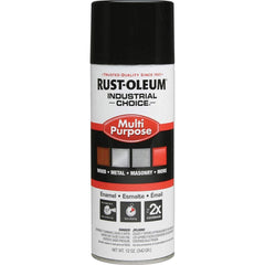 Enamel Spray Paint: Black, Gloss, 12 oz Use on Industrial Maintece, Metal, Wood, Concrete & Masonry & More