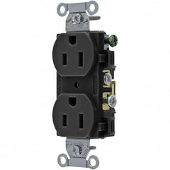 Hubbell Wiring Device-Kellems - 125V 15A NEMA 5-15R Commercial Grade Black Straight Blade Duplex Receptacle - Industrial Tool & Supply