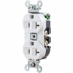 Hubbell Wiring Device-Kellems - 125V 20A NEMA 5-20R Industrial Grade White Straight Blade Duplex Receptacle - Industrial Tool & Supply
