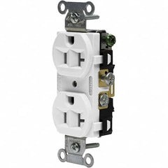 Hubbell Wiring Device-Kellems - 125V 20A NEMA 5-20R Commercial Grade White Straight Blade Duplex Receptacle - Industrial Tool & Supply