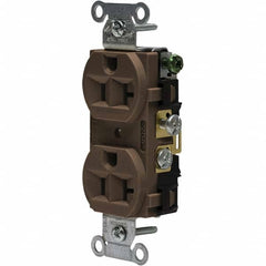 Hubbell Wiring Device-Kellems - 125V 20A NEMA 5-20R Commercial Grade Brown Straight Blade Duplex Receptacle - Industrial Tool & Supply