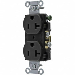 Hubbell Wiring Device-Kellems - 125V 20A NEMA 5-20R Commercial Grade Black Straight Blade Duplex Receptacle - Industrial Tool & Supply