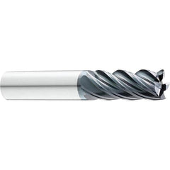 SGS - 3/8" Diam, Variable Pitch, 3/4" LOC, 5 Flute Solid Carbide Roughing Corner Radius End Mill - Industrial Tool & Supply