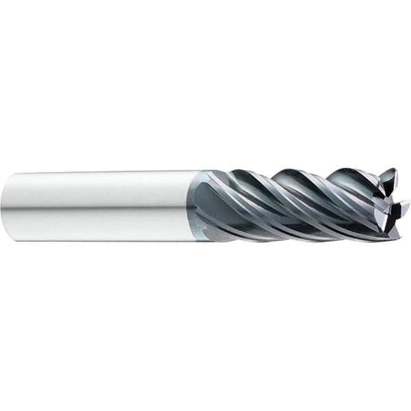 SGS - 3/8" Diam, Variable Pitch, 1/2" LOC, 5 Flute Solid Carbide Roughing Corner Radius End Mill - Industrial Tool & Supply