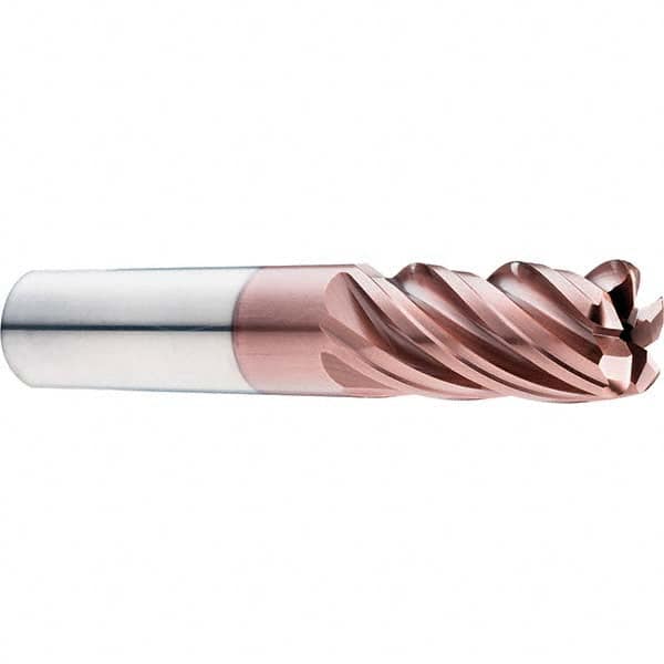 SGS - 3/8" Diam, Variable Pitch, 1/2" LOC, 5 Flute Solid Carbide Roughing Corner Radius End Mill - Industrial Tool & Supply
