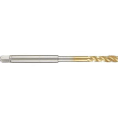 Guhring - 6-40 UNF 3 Flute 2B Modified Bottoming Spiral Flute Tap - High Speed Steel, TiN Finish, 4" OAL, Right Hand Flute, Right Hand Thread, H2/H3, Series 4284 - Exact Industrial Supply
