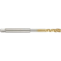 Guhring - 8-32 UNC 3 Flute 2B Modified Bottoming Spiral Flute Tap - High Speed Steel, TiN Finish, 4" OAL, Right Hand Flute, Right Hand Thread, H3/H4, Series 4283 - Exact Industrial Supply
