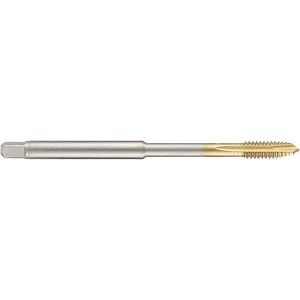 Guhring - #8-36 UNF 3 Flute 2B Plug Spiral Point Tap - High Speed Steel, TiN Finish, 4" OAL, Right Hand Thread, H2/H3, Series 4282 - Exact Industrial Supply