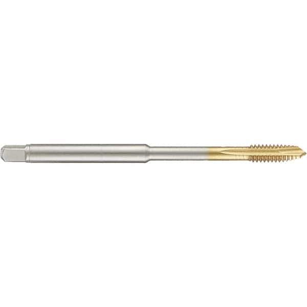 Guhring - #8-32 UNC 3 Flute 2B Plug Spiral Point Tap - High Speed Steel, TiN Finish, 4" OAL, Right Hand Thread, H3/H4, Series 4390 - Exact Industrial Supply