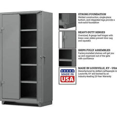 Strong Hold - 4 Shelf Locking Storage Cabinet - Steel, 36" Wide x 24" Deep x 75" High, Medium Gray - Industrial Tool & Supply