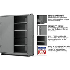 Strong Hold - 4 Shelf Locking Storage Cabinet - Steel, 60" Wide x 24" Deep x 75" High, Medium Gray - Industrial Tool & Supply