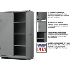 Strong Hold - 3 Shelf Locking Storage Cabinet - Steel, 48" Wide x 24" Deep x 75" High, Medium Gray - Industrial Tool & Supply
