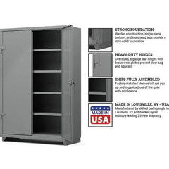 Strong Hold - 4 Shelf Locking Storage Cabinet - Steel, 48" Wide x 24" Deep x 75" High, Medium Gray - Industrial Tool & Supply