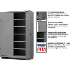 Strong Hold - 5 Shelf Locking Storage Cabinet - Steel, 48" Wide x 24" Deep x 75" High, Medium Gray - Industrial Tool & Supply