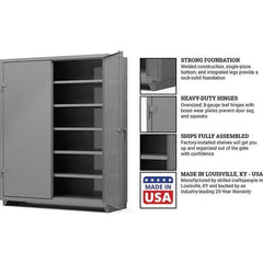Strong Hold - 5 Shelf Locking Storage Cabinet - Steel, 60" Wide x 24" Deep x 75" High, Medium Gray - Industrial Tool & Supply