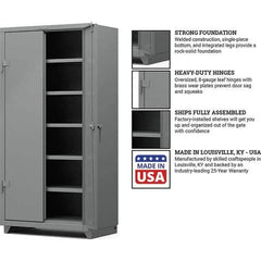 Strong Hold - 5 Shelf Locking Storage Cabinet - Steel, 36" Wide x 24" Deep x 75" High, Medium Gray - Industrial Tool & Supply