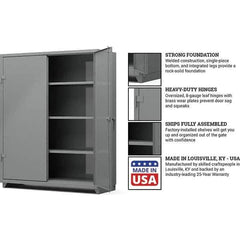 Strong Hold - 3 Shelf Locking Storage Cabinet - Steel, 60" Wide x 24" Deep x 75" High, Medium Gray - Industrial Tool & Supply
