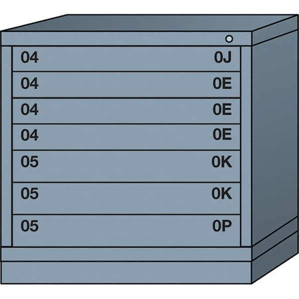 Lyon - 7 Drawer, Standard Table Height - Single Drawer Access Cabinet - Steel, 30" Wide x 28-1/4" Deep x 30-1/8" High, Dove Gray - Industrial Tool & Supply
