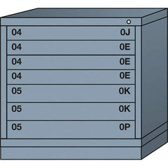 Lyon - 7 Drawer, Standard Table Height - Multiple Drawer Access Cabinet - Steel, 30" Wide x 28-1/4" Deep x 30-1/8" High, Dove Gray - Industrial Tool & Supply