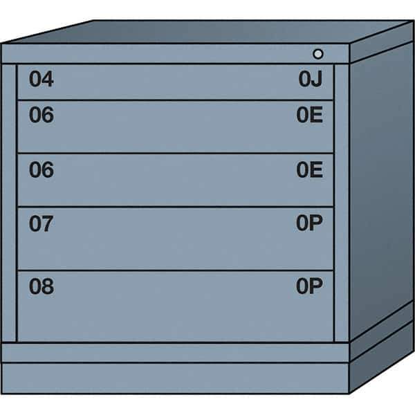 Lyon - 5 Drawer, Standard Table Height - Multiple Drawer Access Cabinet - Steel, 30" Wide x 28-1/4" Deep x 30-1/8" High, Dove Gray - Industrial Tool & Supply
