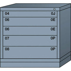 Lyon - 5 Drawer, Standard Table Height - Multiple Drawer Access Cabinet - Steel, 30" Wide x 28-1/4" Deep x 30-1/8" High, Dove Gray - Industrial Tool & Supply