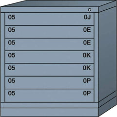 Lyon - 7 Drawer, Standard Bench Height - Multiple Drawer Access Cabinet - Steel, 30" Wide x 28-1/4" Deep x 33-1/4" High, Dove Gray - Industrial Tool & Supply