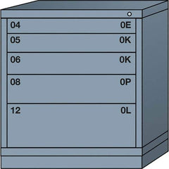 Lyon - 5 Drawer, Standard Bench Height - Single Drawer Access Cabinet - Steel, 30" Wide x 28-1/4" Deep x 33-1/4" High, Dove Gray - Industrial Tool & Supply