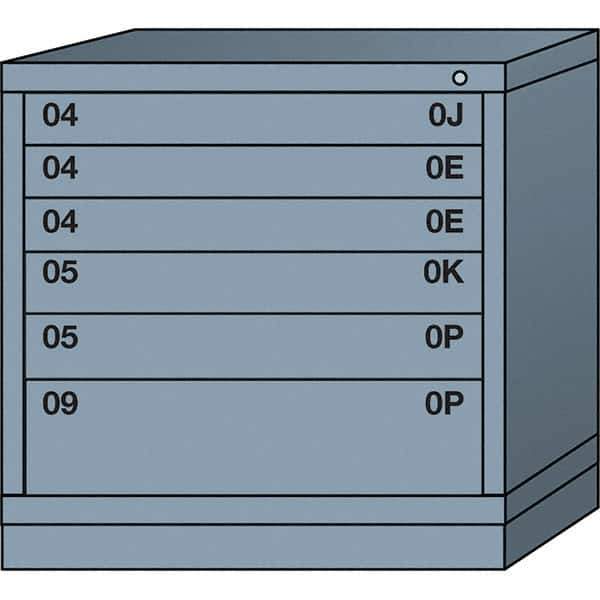 Lyon - 6 Drawer, Standard Table Height - Single Drawer Access Cabinet - Steel, 30" Wide x 28-1/4" Deep x 30-1/8" High, Dove Gray - Industrial Tool & Supply