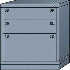 Lyon - 3 Drawer, Standard Bench Height - Single Drawer Access Cabinet - Steel, 30" Wide x 28-1/4" Deep x 33-1/4" High, Dove Gray - Industrial Tool & Supply