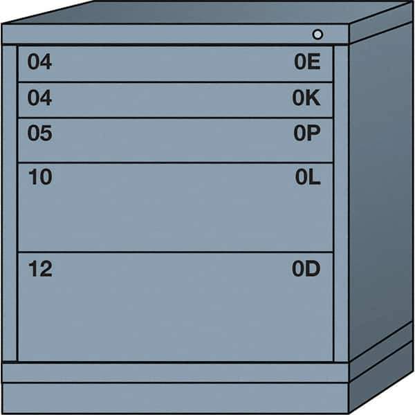 Lyon - 5 Drawer, Standard Bench Height - Multiple Drawer Access Cabinet - Steel, 30" Wide x 28-1/4" Deep x 33-1/4" High, Dove Gray - Industrial Tool & Supply