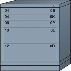 Lyon - 5 Drawer, Standard Bench Height - Multiple Drawer Access Cabinet - Steel, 30" Wide x 28-1/4" Deep x 33-1/4" High, Dove Gray - Industrial Tool & Supply