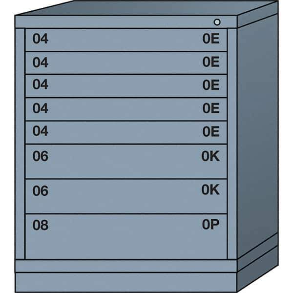 Lyon - 8 Drawer, Standard Mid-Range - Single Drawer Access Cabinet - Steel, 30" Wide x 28-1/4" Deep x 37-15/79" High, Dove Gray - Industrial Tool & Supply