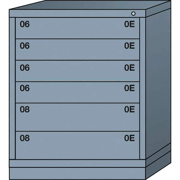 Lyon - 6 Drawer, Standard Mid-Range - Multiple Drawer Access Cabinet - Steel, 30" Wide x 28-1/4" Deep x 37-15/79" High, Dove Gray - Industrial Tool & Supply