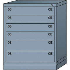 Lyon - 6 Drawer, Standard Mid-Range - Multiple Drawer Access Cabinet - Steel, 30" Wide x 28-1/4" Deep x 37-15/79" High, Dove Gray - Industrial Tool & Supply
