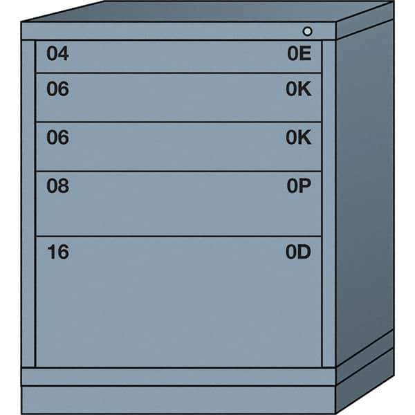 Lyon - 5 Drawer, Standard Mid-Range - Single Drawer Access Cabinet - Steel, 30" Wide x 28-1/4" Deep x 37-15/79" High, Dove Gray - Industrial Tool & Supply