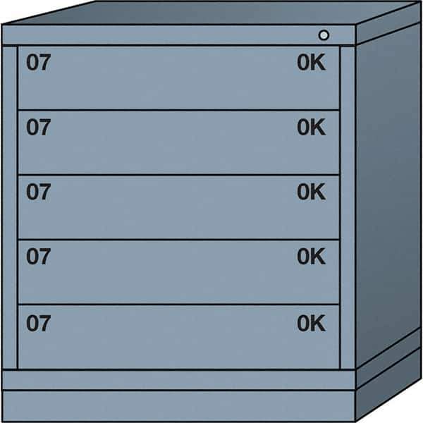 Lyon - 5 Drawer, Standard Bench Height - Multiple Drawer Access Cabinet - Steel, 30" Wide x 28-1/4" Deep x 33-1/4" High, Dove Gray - Industrial Tool & Supply