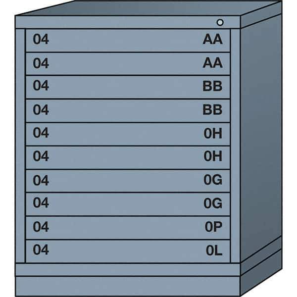 Lyon - 10 Drawer, Standard Mid-Range - Single Drawer Access Cabinet - Steel, 30" Wide x 28-1/4" Deep x 37-15/79" High, Dove Gray - Industrial Tool & Supply