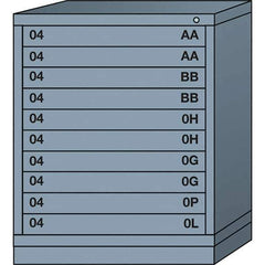 Lyon - 10 Drawer, Standard Mid-Range - Multiple Drawer Access Cabinet - Steel, 30" Wide x 28-1/4" Deep x 37-15/79" High, Dove Gray - Industrial Tool & Supply
