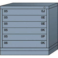 Lyon - 6 Drawer, Standard Table Height - Single Drawer Access Cabinet - Steel, 30" Wide x 28-1/4" Deep x 30-1/8" High, Dove Gray - Industrial Tool & Supply