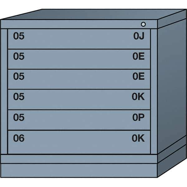 Lyon - 6 Drawer, Standard Table Height - Multiple Drawer Access Cabinet - Steel, 30" Wide x 28-1/4" Deep x 30-1/8" High, Dove Gray - Industrial Tool & Supply