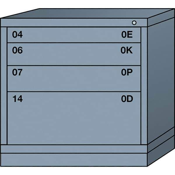 Lyon - 4 Drawer, Standard Table Height - Single Drawer Access Cabinet - Steel, 30" Wide x 28-1/4" Deep x 30-1/8" High, Dove Gray - Industrial Tool & Supply