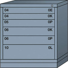 Lyon - 6 Drawer, Standard Bench Height - Single Drawer Access Cabinet - Steel, 30" Wide x 28-1/4" Deep x 33-1/4" High, Dove Gray - Industrial Tool & Supply