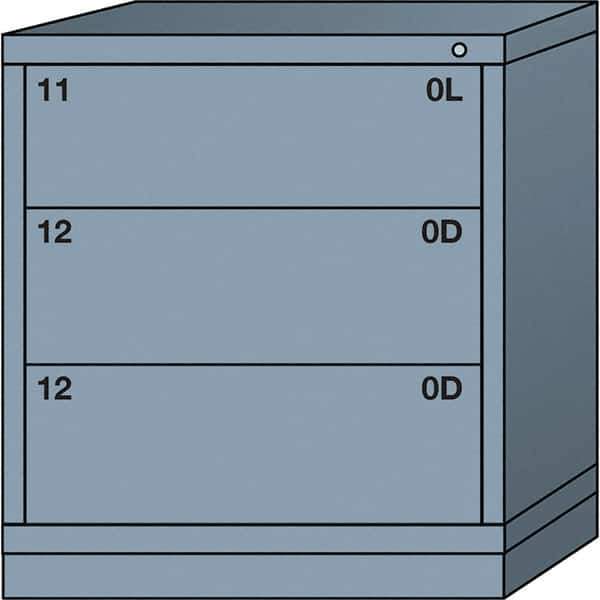 Lyon - 3 Drawer, Standard Bench Height - Multiple Drawer Access Cabinet - Steel, 30" Wide x 28-1/4" Deep x 33-1/4" High, Dove Gray - Industrial Tool & Supply