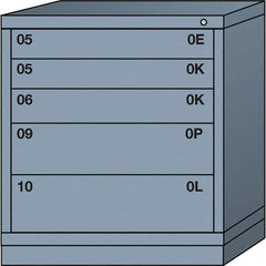 Lyon - 5 Drawer, Standard Bench Height - Multiple Drawer Access Cabinet - Steel, 30" Wide x 28-1/4" Deep x 33-1/4" High, Dove Gray - Industrial Tool & Supply
