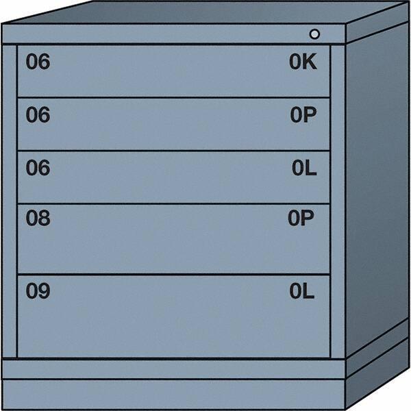 Lyon - 5 Drawer, Standard Bench Height - Multiple Drawer Access Cabinet - Steel, 30" Wide x 28-1/4" Deep x 33-1/4" High, Dove Gray - Industrial Tool & Supply