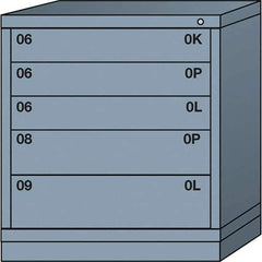 Lyon - 5 Drawer, Standard Bench Height - Single Drawer Access Cabinet - Steel, 30" Wide x 28-1/4" Deep x 33-1/4" High, Dove Gray - Industrial Tool & Supply