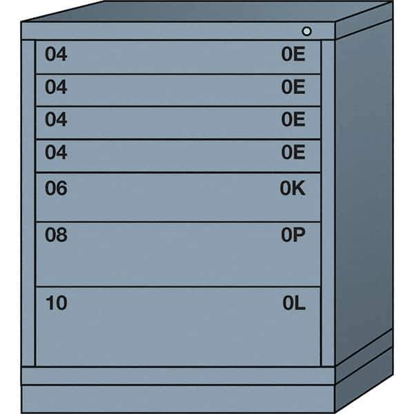 Lyon - 7 Drawer, Standard Mid-Range - Single Drawer Access Cabinet - Steel, 30" Wide x 28-1/4" Deep x 37-15/79" High, Dove Gray - Industrial Tool & Supply